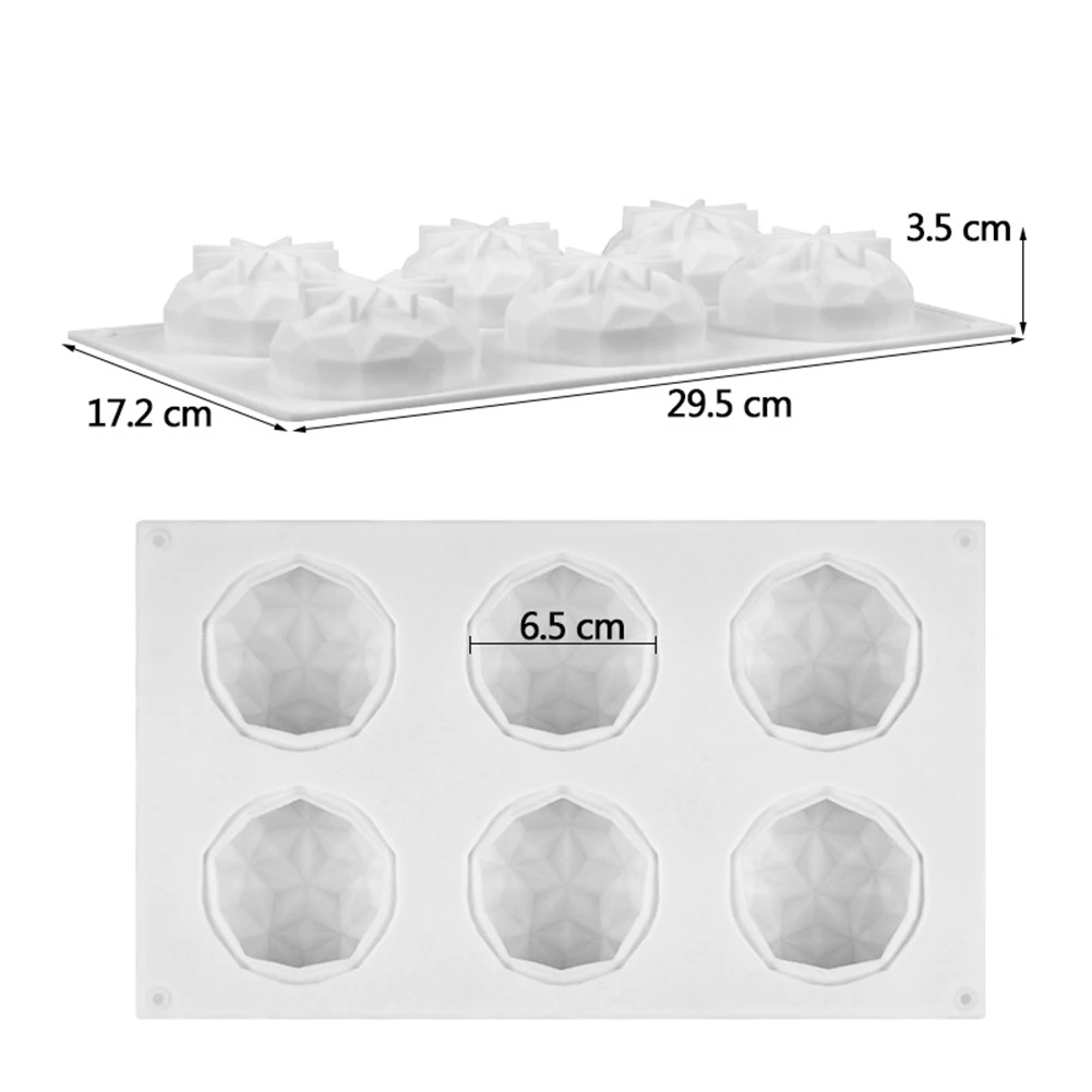 6 силиконовые полости торта мусс торт 3D Diamond пирог плесень