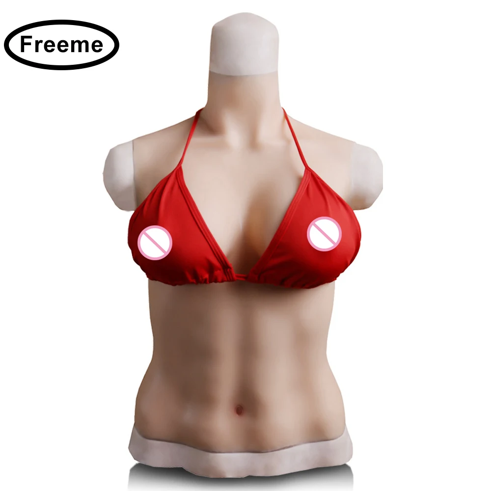 

Freeme Silicone Breast Half Body Suit Version Food Grade D Cup Breast for Men Transgender and Crossdressing