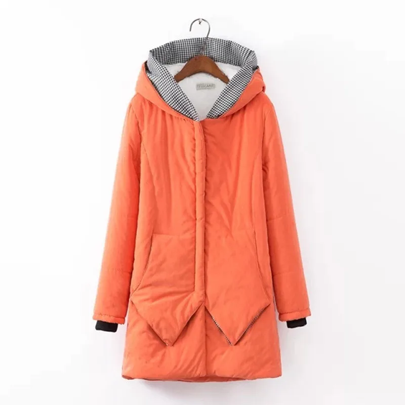 Women Autumn Parka With Hood Basic Jacket Coat Plus Size