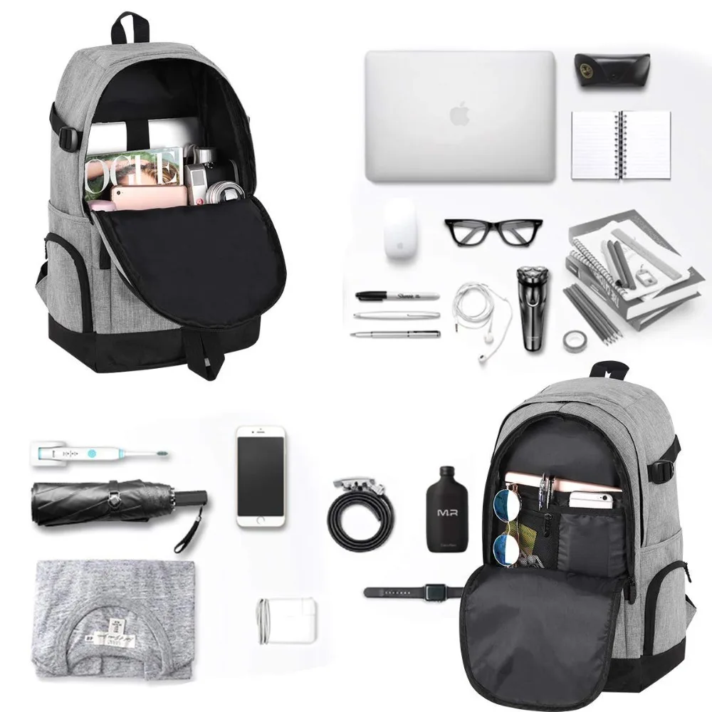 2018 USB Charging Bagpack Men Women 15inch Laptop Backpacks For Teenager Fashion Male Female Mochila Leisure Travel Backpack (24)