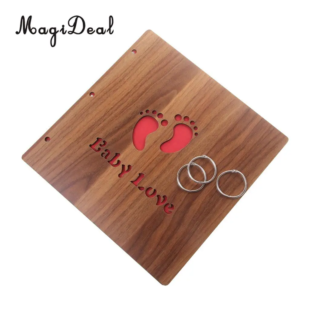 MagiDeal Baby Love Footprints/ I LOVE YOU Vintage Photo Album Craft for Party Scrapbook Diary Gifts Memory Love Autograph Decor