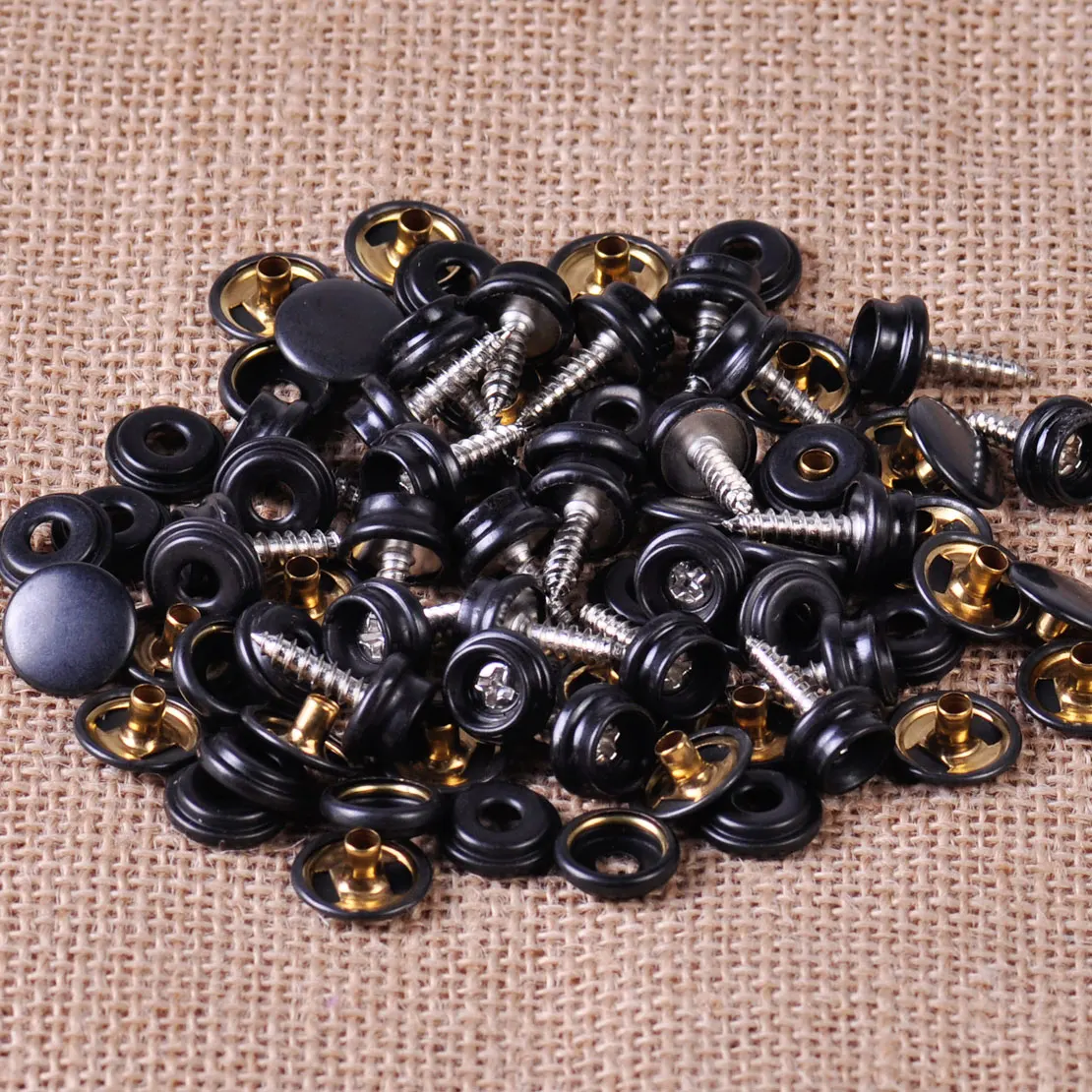 CITALL 25set Black Canvas Tent Canopy Snap Stud Cap Boat Marine Cover