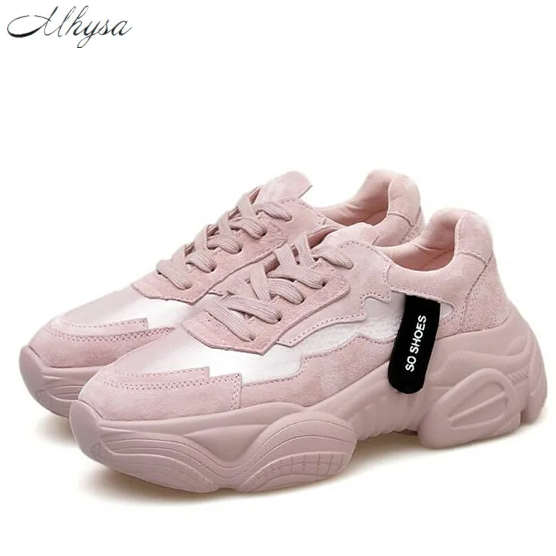 

Mhysa 2019 Women's Chunky Sneakers Fashion Women Platform Shoes Lace Up Pink Vulcanize Shoes Womens Trainers Dad Shoes T114