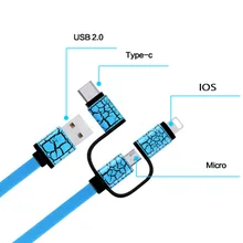 USB Fast Charging Cable for IOS&Micro USB&Type-C 3 in 1 Data Sync Cable For iPhone 5 5S 6 6S Samsung LG HTC Android Phone