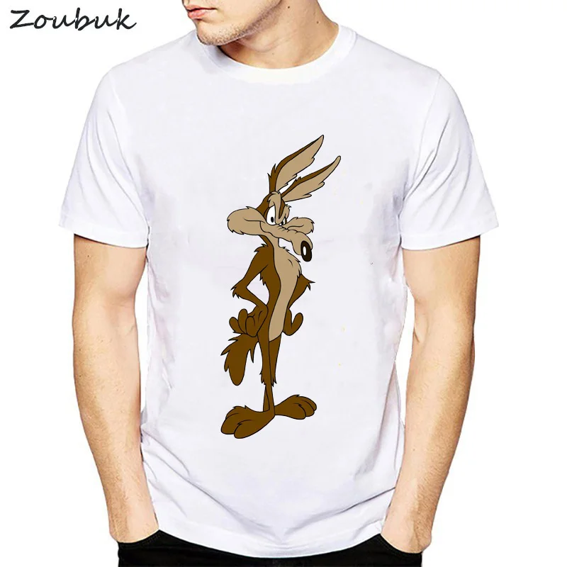 2018 Newest Wiley Coyote T Shirt men Looney Tunes Road Runner Cartoon Movie tshirt Funny men's Casual tops mens Clothing