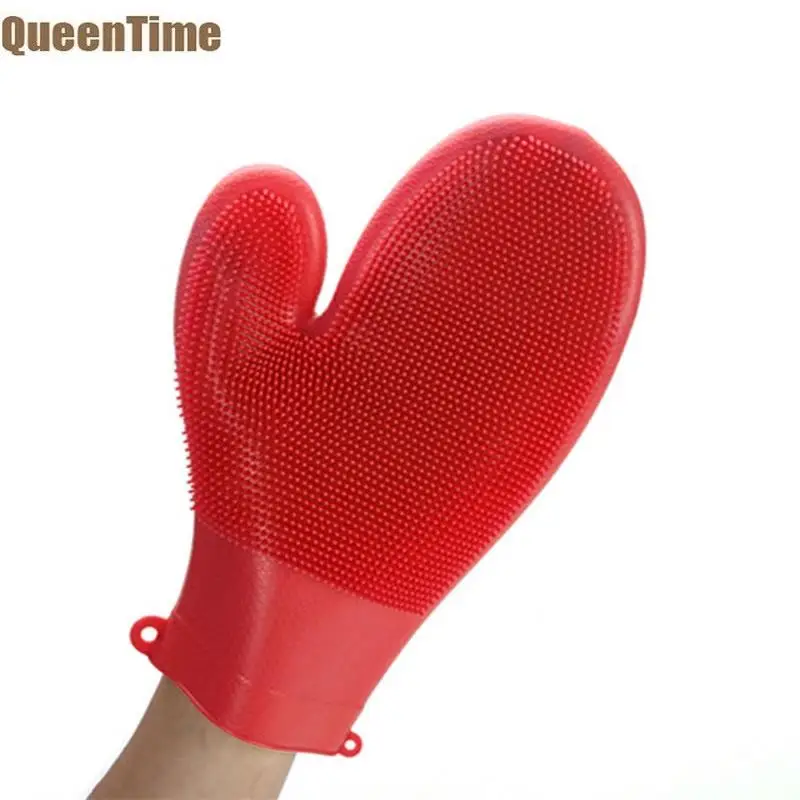 QueenTime Silicone Kitchen Gloves Heat resistant Oven Mitts BBQ Cooking Gloves Holding Pot And