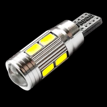 T10 10 SMD 5630 светодиодный проектор Объектив Автомобильные Габаритные фонари W5W 501 10SMD 5730 СВЕТОДИОДНЫЙ Автомобильный габаритный фонарь парковочная лампа Canbus без ошибок