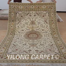 Yilong 6'x9' Восточная шерсть ручной работы толстый ковер бежевый изысканный китайская шерсть шелковые ковры для продажи(1479