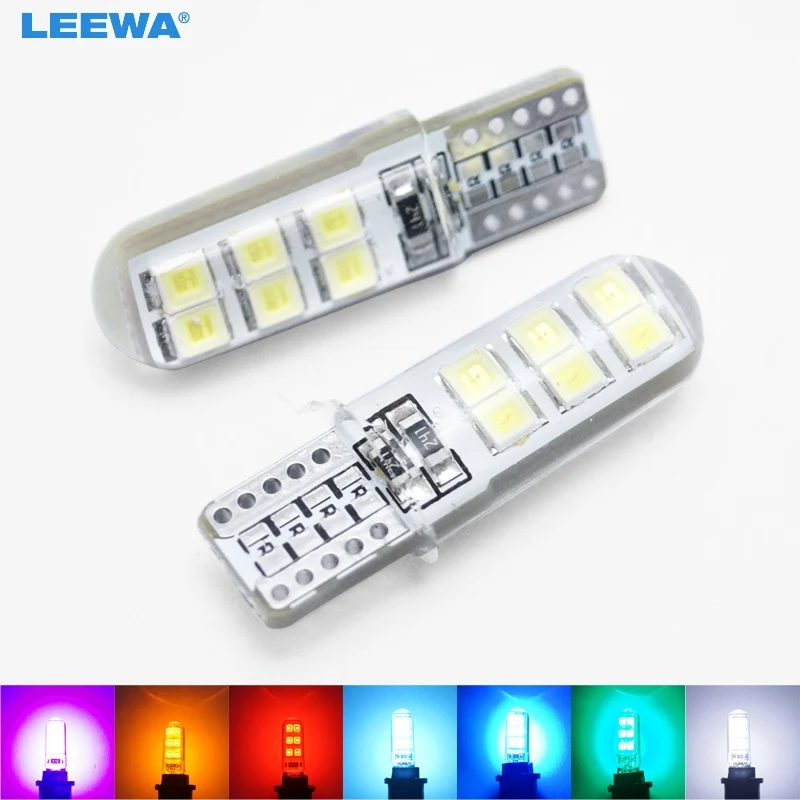 

LEEWA 2 шт. автомобиль T10 194 168 W5W 2835 Чип 12SMD кварцевая Автомобильная светодиодный дверной лицензионный светодиодный светильник Клин для лампы свет 7 цветов # CA4464