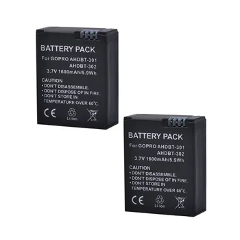 

Powertrust 2PCS for Gopro hero3 AHDBT-301 AHDBT-302 Camera Battery for Gopro Hero 3/3+ Hero3 Hero3 Cameras