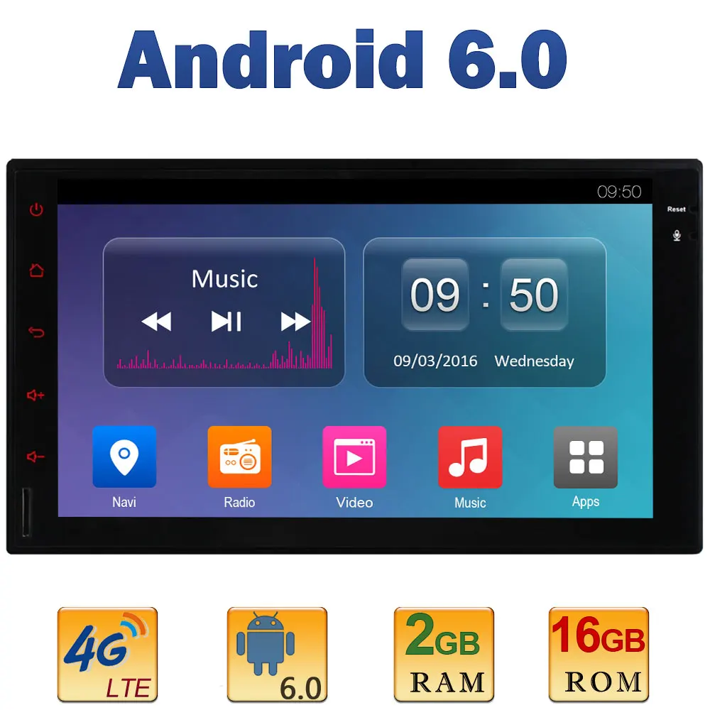 

7" 1024*600 Quad Core 2GB RAM+16GB ROM 4G LTE SIM WIFI Android 6.0 2 Din Universal Car Player Radio Stereo For Nissan XTRAIL TB