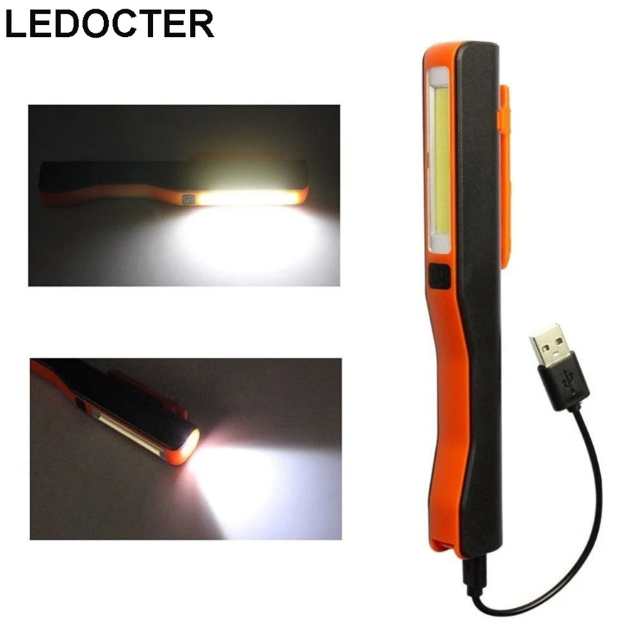 Rechargeable USB Mini Pocket Led Pen Light Flashlight COB hand Torch