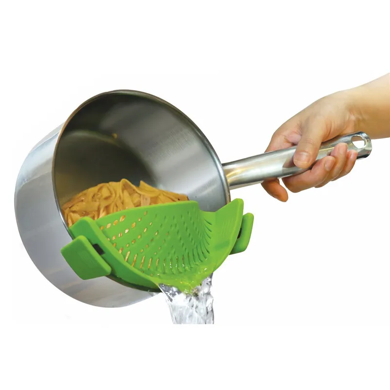 New Kitchen Pan Strainer Clip on Silicone Pasta for Draining Liquidin Colanders & Strainers