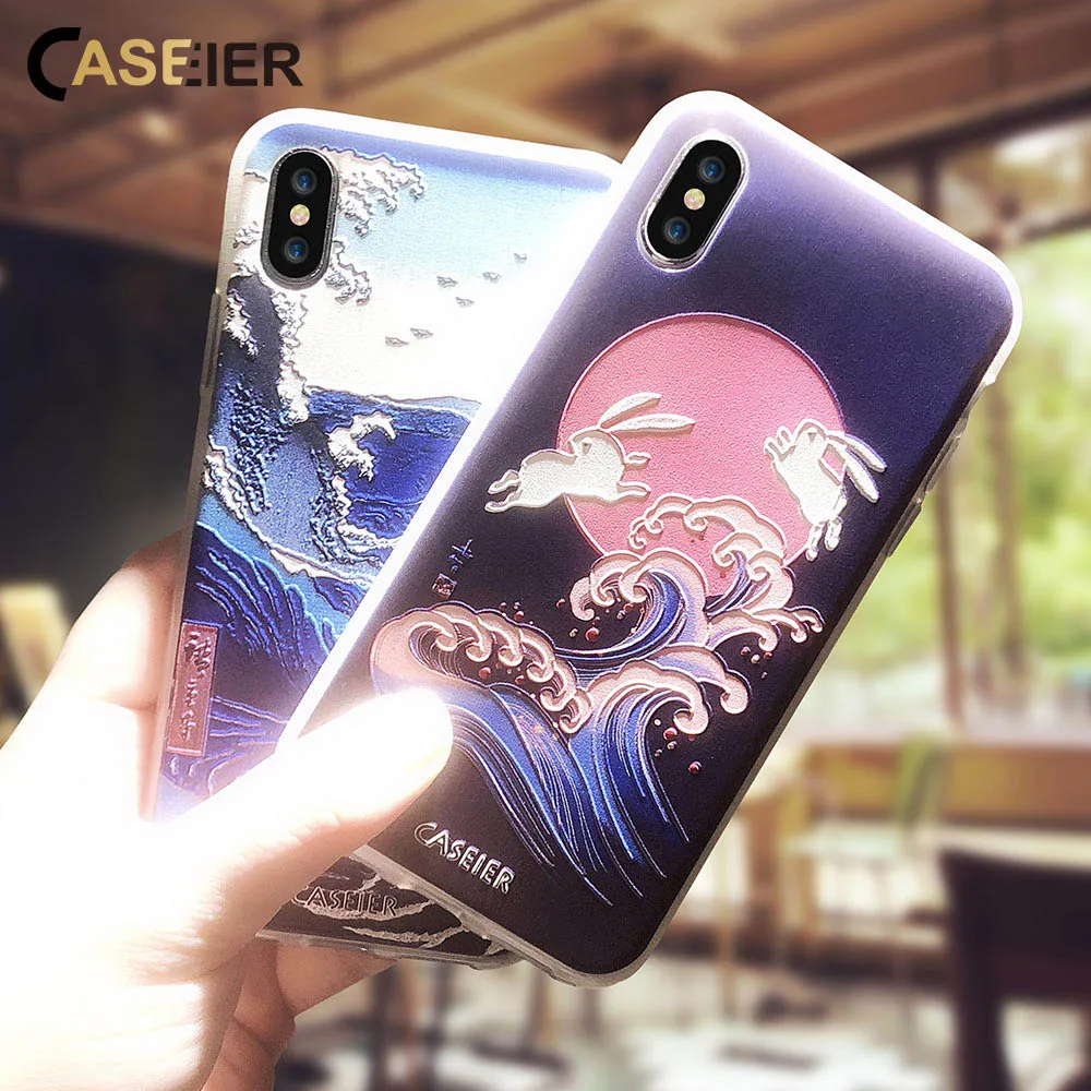 CASEIER Great Wave силиконовый чехол для iPhone X 6 6s 7 8 Plus мягкие чехлы прозрачные 5 5S SE задняя