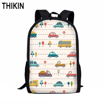 

THIKIN Cartoon Car Balloon Rocket Print Classic Personalized Kids Schoolbags Teenager Girls Backpacks for Children Bookbags
