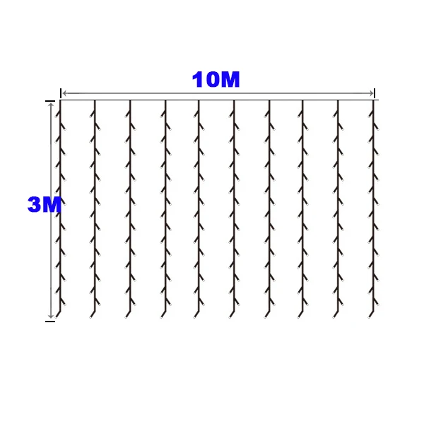 10 м x 3 м 1000 лампочек, мерцающий светодиодный светильник, гирлянда, занавески, рождественские украшения, свадебные огни, вечерние, для дома, год, праздничное освещение - Испускаемый цвет: V