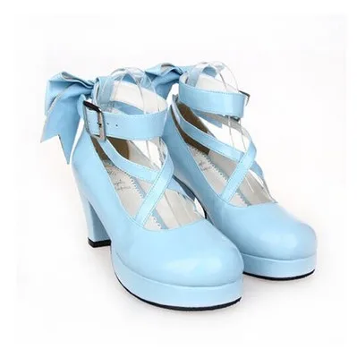 Puella Magi Madoka Magica Kaname Madoka; обувь для костюмированной вечеринки ручной работы с милым бантом в стиле принцессы Лолиты для девочек - Цвет: light blue
