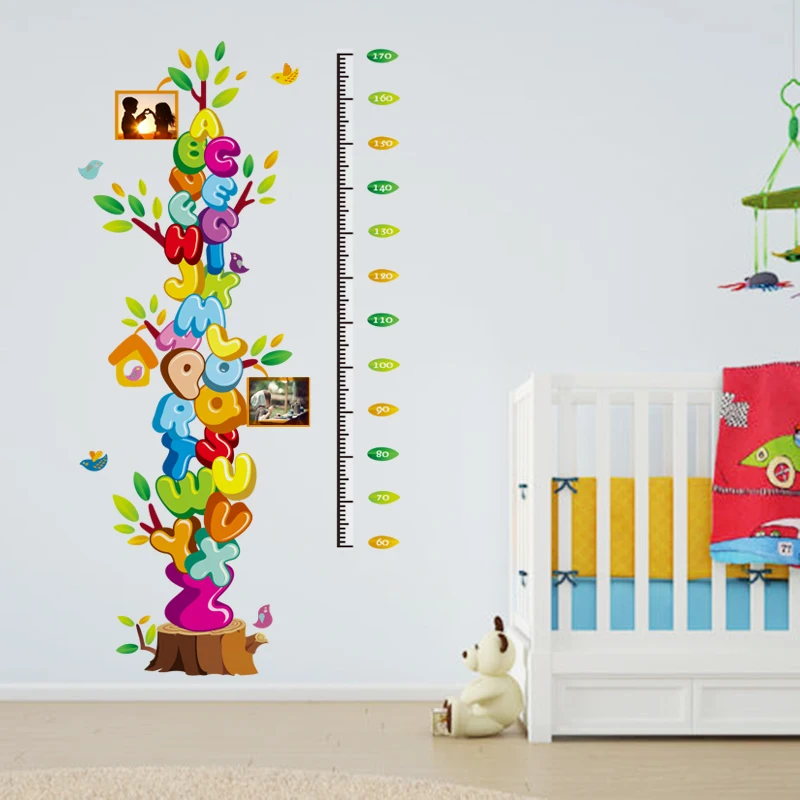 abc english wall sticker growth chart cartoon colorful memories tree