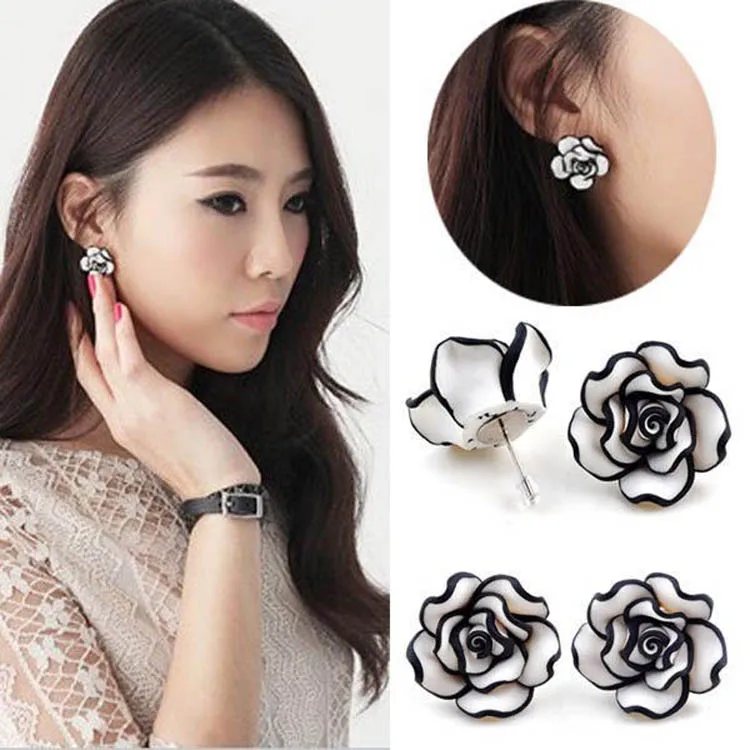

Elegant Fashion Cute Multilayer Rose Flower Stud Earrings Womens Ladies Girls Ear Clip Jewelry EAR-0058