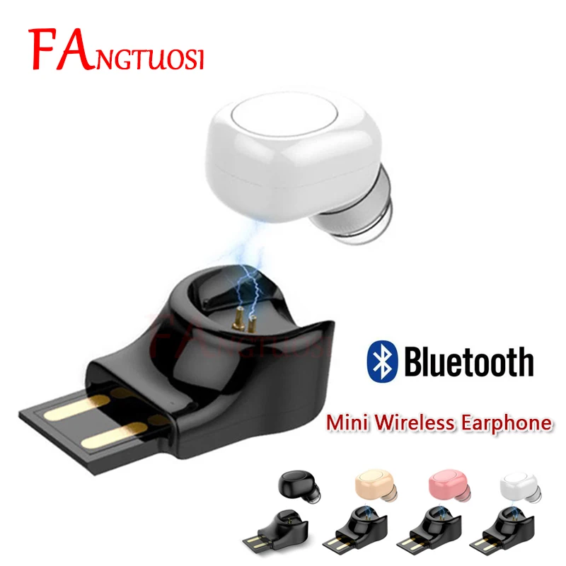 

FANGTUOSI New arrive USB Charge Mini Wireless Bluetooth Earphone With Mic Wireless Earbud Earphone for iPhone Samsung Xiaomi