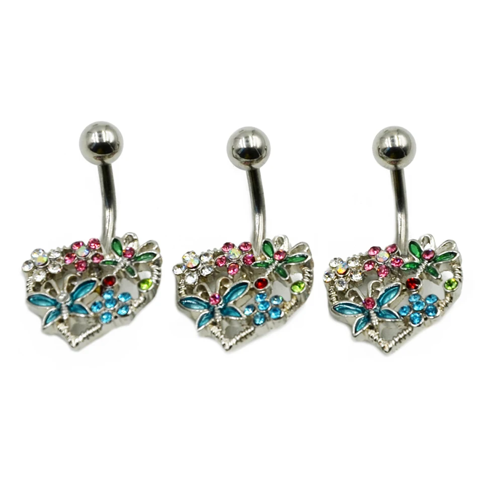 

Showlove-1 pcs Surgical Stainless Steel CZ Gem Butterfly Flower Belly Navel Ring Piercing Jewelry for Wholesale