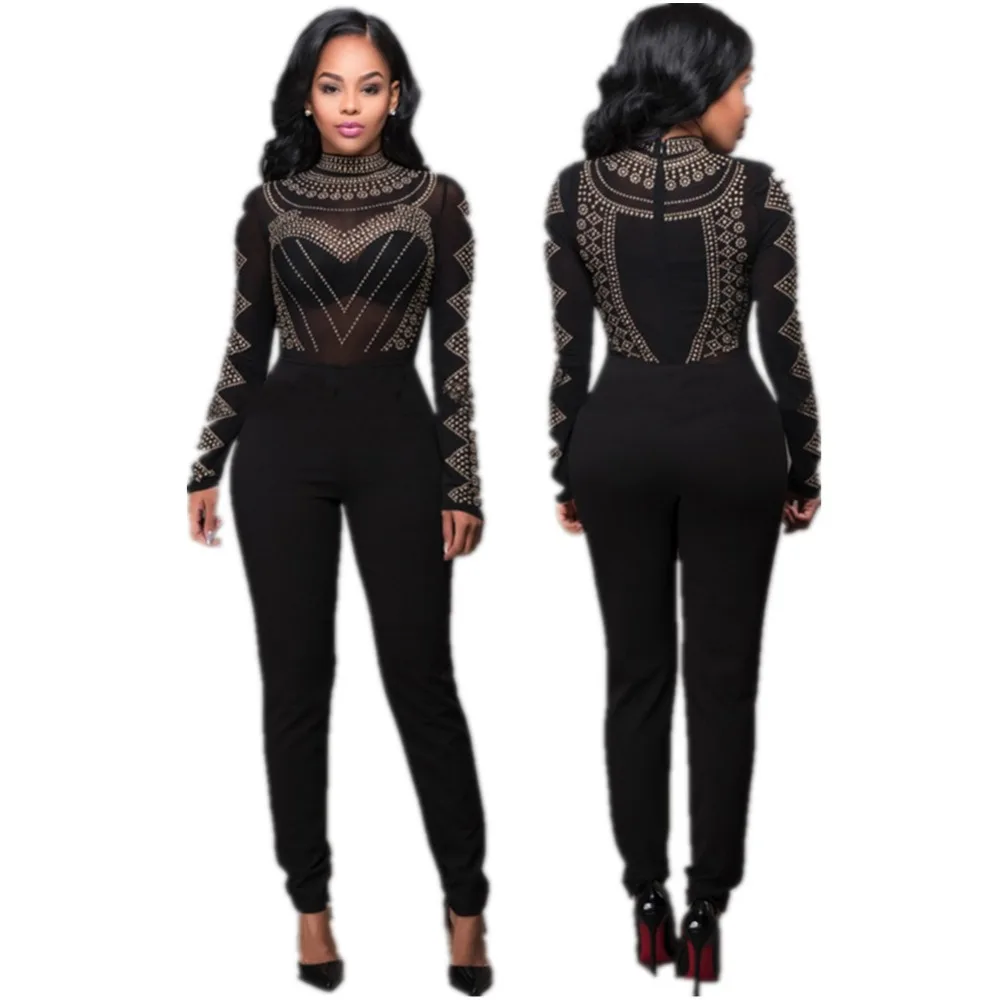 Spring Autumn 2016 New Hot Sale Elegant Women Club Jumpsuits Long