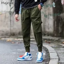 Брюки мужские толстые плюс бархатные карманы для отдыха Harajuku уличная одежда брюки карго мужские s японский стиль хип-хоп брюки Модный шик