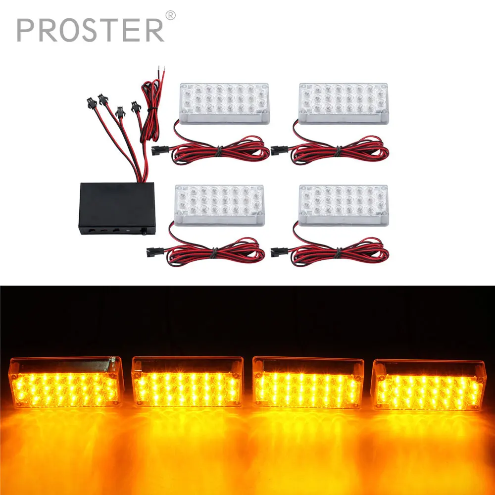 4X22 LED Super Bright Side Strobe Marker Lights 3 Modes Flashing Car Truck DC 12V Amber Flashing Grille Emergency Hazard Warning 4X22 LED Super Bright Side Strobe Marker Lights 3 Modes Flashing Car Truck DC 12V Amber Flashing Grille Emergency Hazard Warning