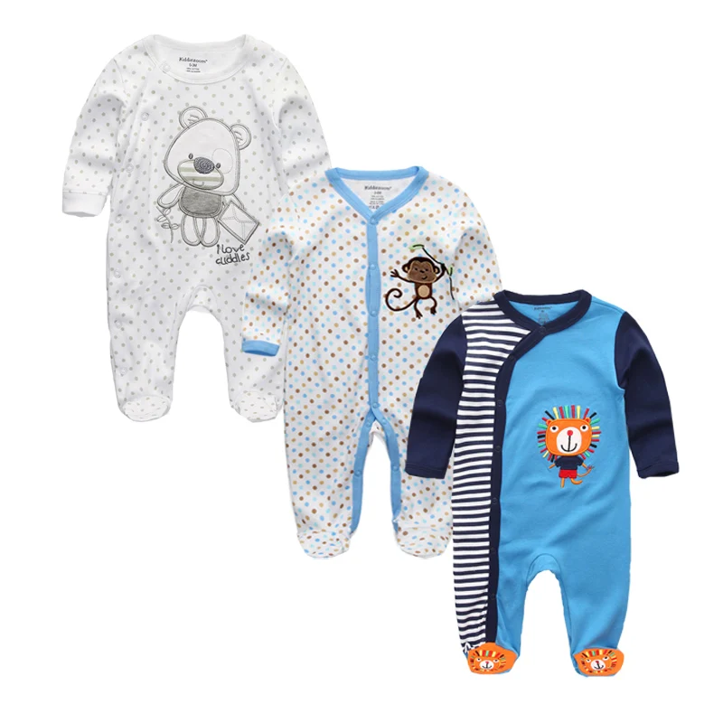 Детские комбинезоны унисекс, 2/3 шт./лот, пижамы для детей 0-12 месяцев, комплект одежды для новорожденных, одежда для маленьких девочек, одежда для маленьких мальчиков с круглым вырезом, Roupa de bebe
