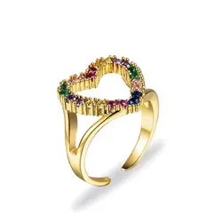 MxGxFam 7 радужные разноцветные кольца с большим сердцем для женщин 3 золотых цвета модные вечерние ювелирные изделия AAA + циркон Горячая