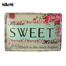 [Mike86] HOMW с декором в виде цветка, металл роспись украшение для стен, для бара Спальня отель жестяная вывеска A-432 заказ смешивания 20*30 см