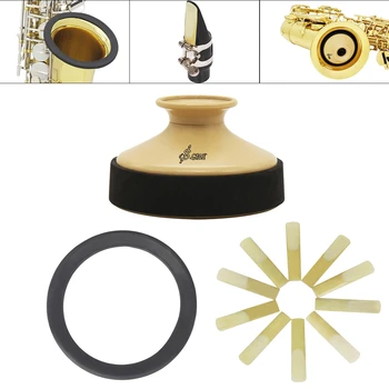 

High Quality Professional Alto Sax Accessories Kits with ABS Saxophone Mute + Rubber Protector Silencer Ring + 10pcs Reeds