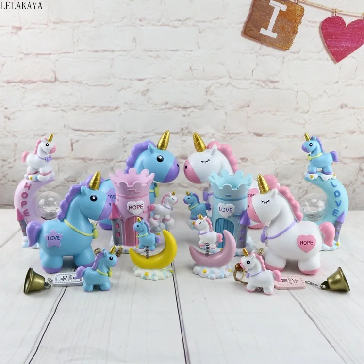 Unicorn Animals Action Figure Printed Creative Night Light Resin Craft Decoration Gift Wind Chimes Horse Car Decoration Doll New
