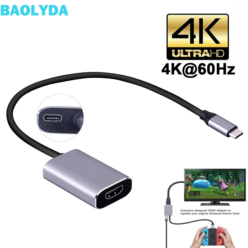 Baolyda USB C к HDMI PD порт конвертер usb type адаптер 4 60 Гц для Macbook Thunderbolt 3 мобильный ТВ