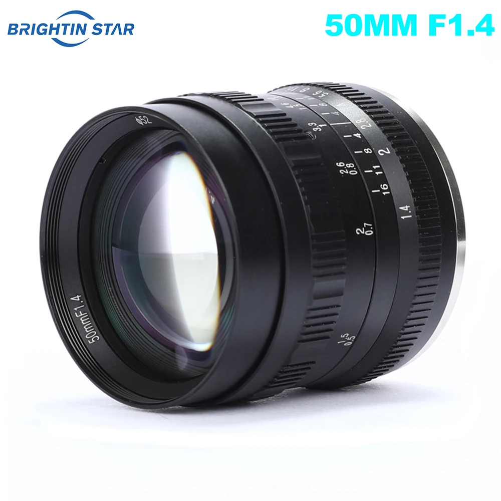 Brightin Star 50mm F1.4 Prime Lens Large Aperture Manual Lens for Sony E-mount for Fuji X-mount M4/3 Mount Mirrorless Cameras