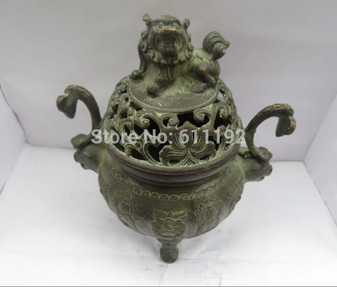 

Art collectible Home decoration Hand carved Buddhism censer,Brone Incense burner Metal crafts