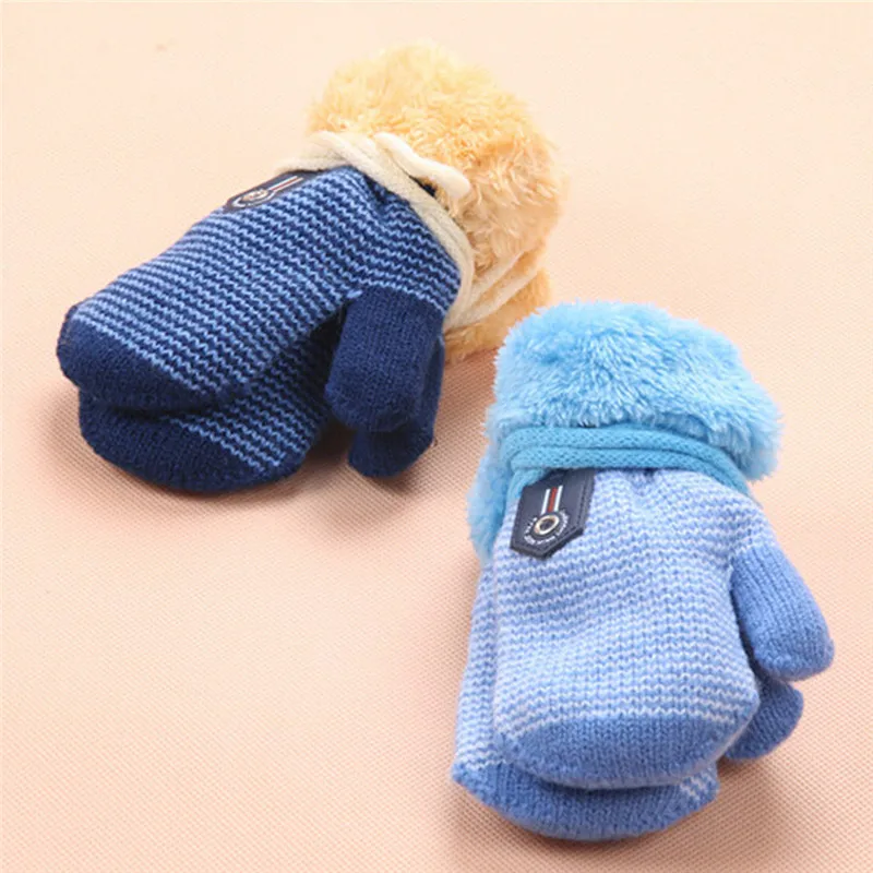 Зимние перчатки для маленьких мальчиков и девочек, детские варежки на полный палец, теплые однотонные акриловые вязаные перчатки для малышей, детей, малышей, SA935210