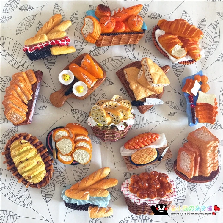 

3D Resin Simulation Bread Fridge Magnet Travel Souvenir Kitchen Baking Tools Fridge Decoration Message Post Sticker