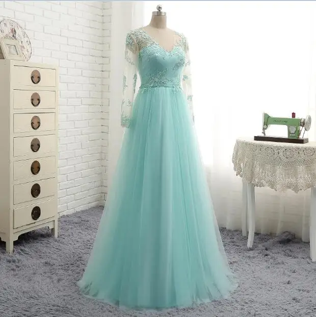long sleeve mint dress