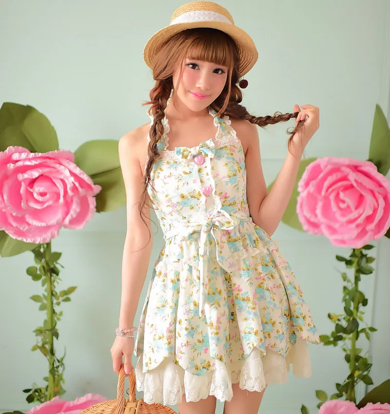 Платье без рукавов в стиле Лолиты C15AB5708|summer floral|lolita dressvest dress |