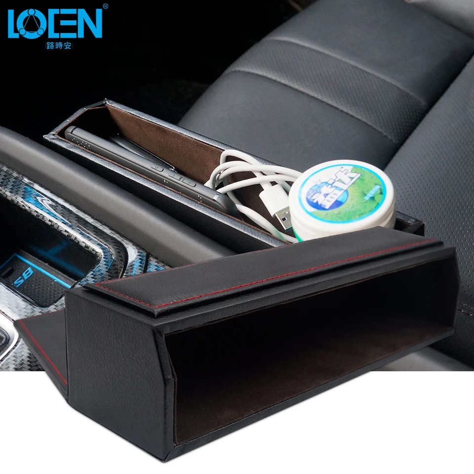 LOEN Car Styling Classic Seat Side Storage Box Gap Organizer Microfiber Leather Catcher Coin Collector Card Holder | Автомобили и