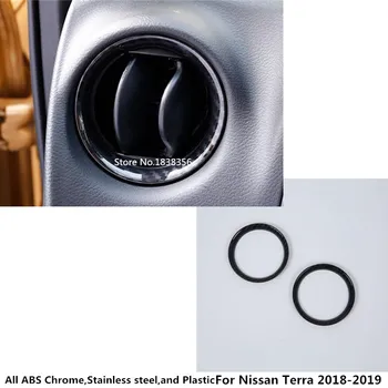 

For Nissan Terra 2018 2019 2020 Car Garnish Cover Inner Trim Carbon Fibre Middle Air Conditioning Switch Outlet Vent 2pcs