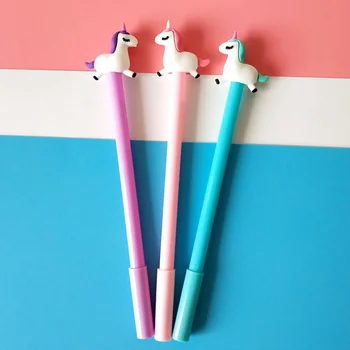 

3pcs Cute jumping unicorn gel ink pen 0.5mm ballpoint Black color pens cartoon gift Stationery Office School supplies F884