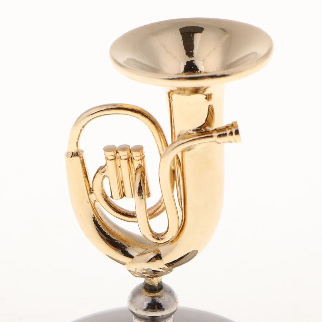 Tooyful Exquisite Copper Baritone Miniature Figurine Mini Musical Instrument Model House Office Studio Decoration