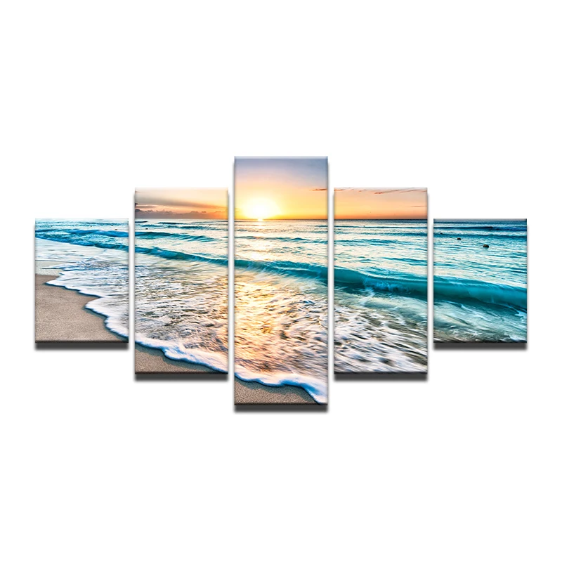 5 Piece sea wave view Painting large Canvas Wall Art huge Modern Ocean