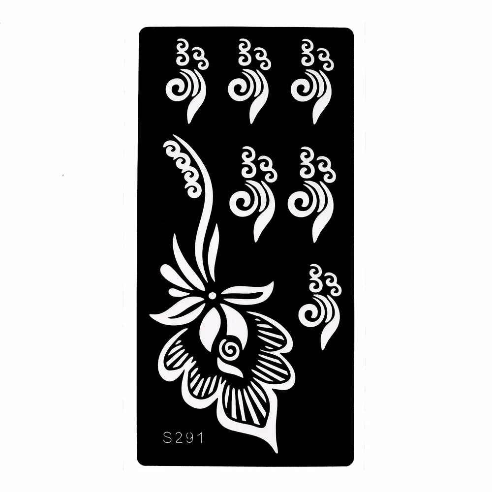 6 Pieces Indian Henna Tattoo Stencil Hollow Black Drawing Women Body Art Ink Infinity Flower Wave Classic Tattoo Stencil S200#06 (2)