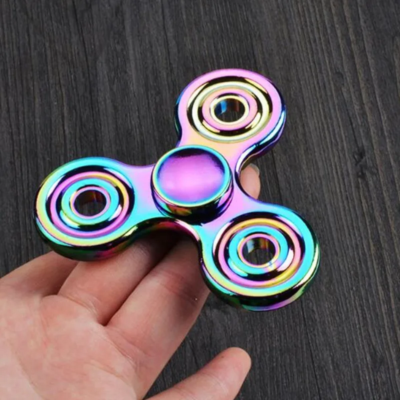 Радуга цвет сплава Цинка Tri-Spinner Игрушка Непоседа EDC Ерзает Ручной Счетчик Для Аутизма и Детей С СДВГ Взрослых Сосредоточиться держать Руку