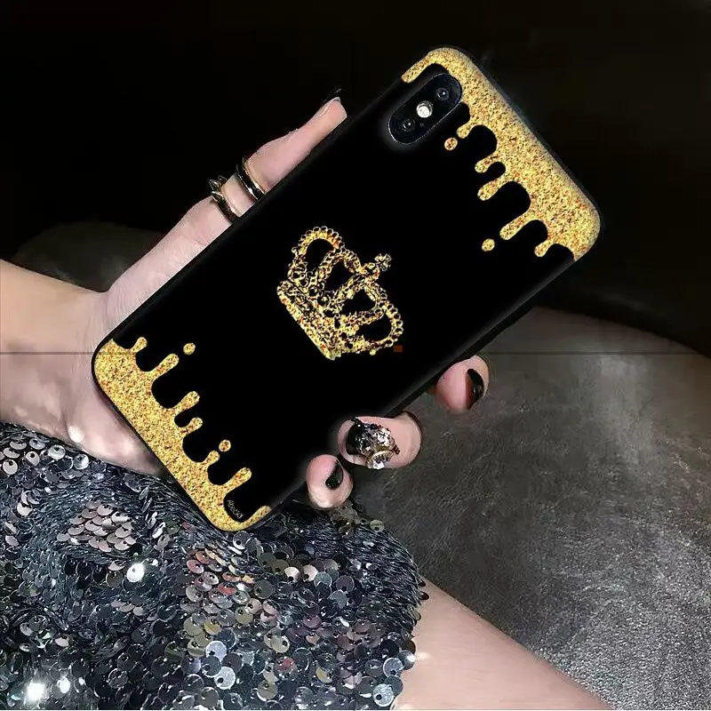 Babaite король и королева пара Корона черный чехол для телефона оболочка Apple iPhone 8 7 6 6S