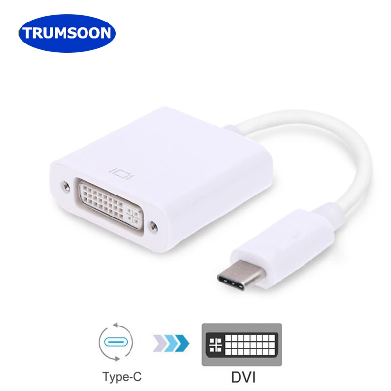 

Trumsoon Type-C USB-C to DVI Adapter Male to Female Converter Cable 1080P for New Macbook Projector Monitor
