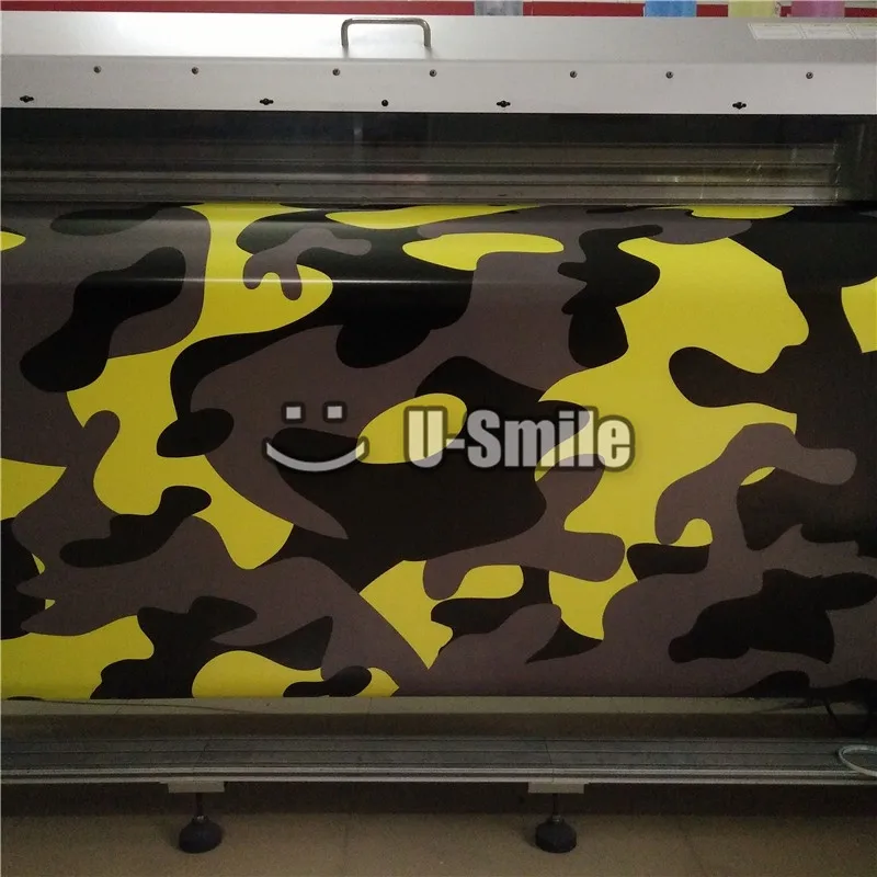 Best Offers Jumbo Geel Tiger Camo Vinyl Wrap Film Bubble Gratis Voor Auto Styling
